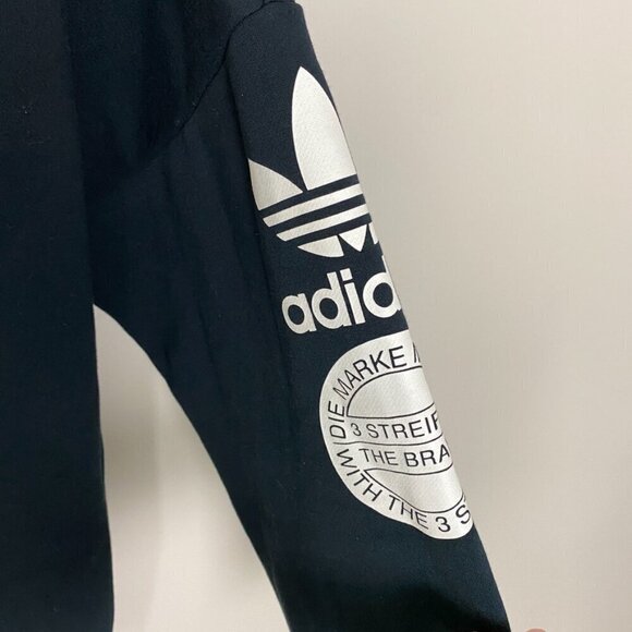 Adidas Originals 3 Stripes Black Crewneck Sweatshirt Side Zip Mens XL Logo - Picture 5 of 8